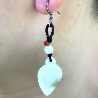 Women Spade Earrings A Carved Jade Earrings For Her Spade Jewelry Birthday Gift For Lasting Connection
