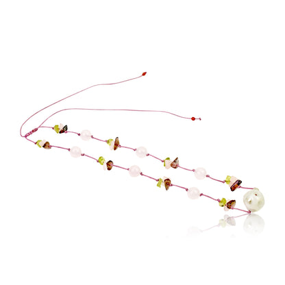Handmade Natural Stone Necklaces A Jade Stone Jewellery for Women Beaded Pink Necklace for Happiness and Self-Expression