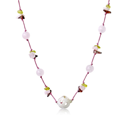 Natural Stone Necklaces A Jade Stone Jewellery for Women Beaded Pink Necklace for Happiness and Self-Expression