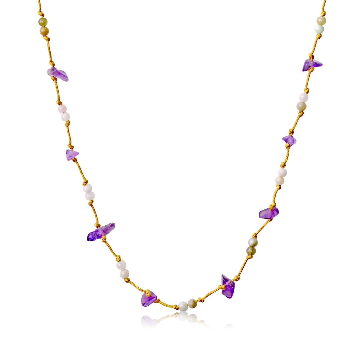 Amethyst Jade an Amethyst Charm Necklace for Women Beaded Amethyst Necklace for Calming Energy