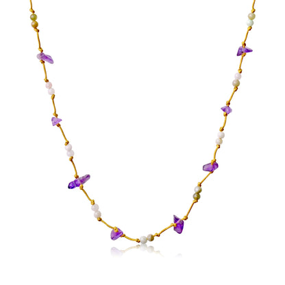Amethyst Jade an Amethyst Charm Necklace for Women Beaded Amethyst Necklace for Calming Energy