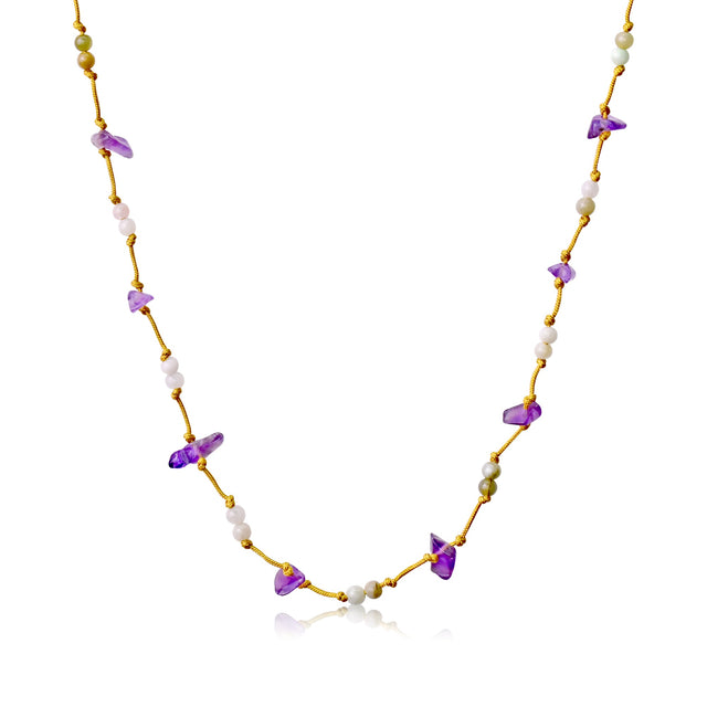 Amethyst Jade an Amethyst Charm Necklace for Women Beaded Amethyst Necklace for Calming Energy