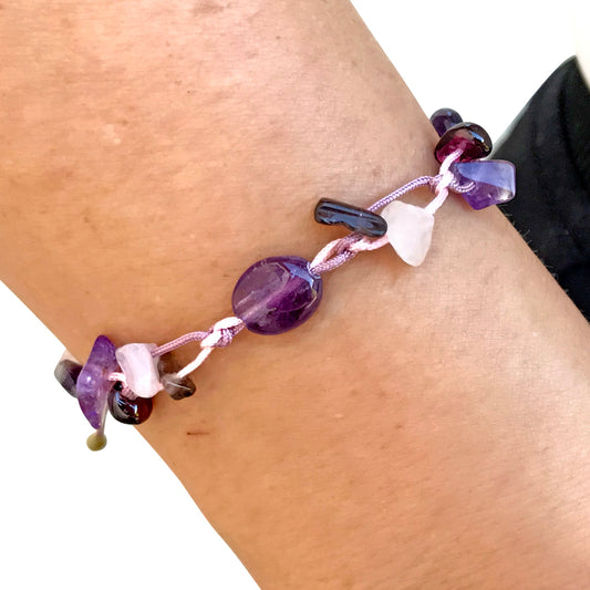 Bracelet with Amethyst A Onyx Bracelet for Women February Birthstone Bracelet Birthday Gift for Lasting Love and Success