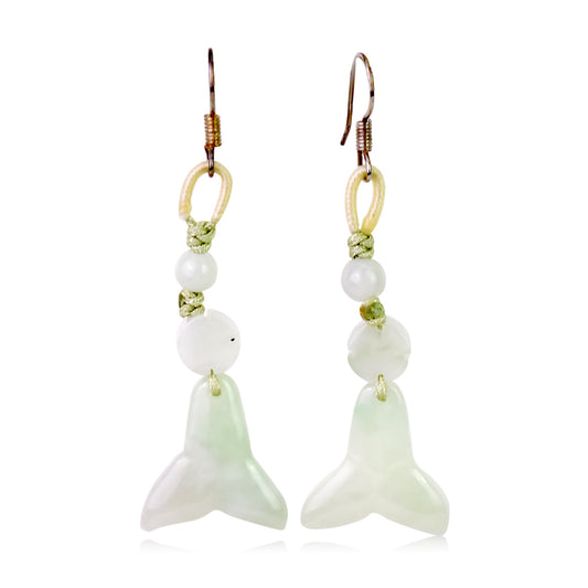 White Jade Whale Tail Jewelry A Handmade Unique Earrings For Her Whale Tail Earrings Meaningful Birthday Gift