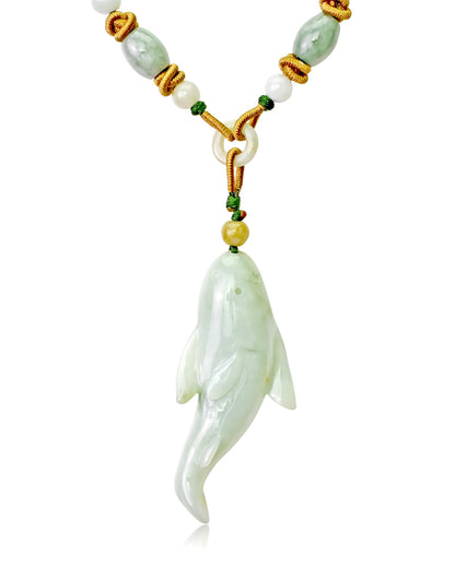 Jade Necklace Eel Fish Mens Jade Stone Necklace Freshwater Eel for Perseverance and Inner Strength Birthday Gift