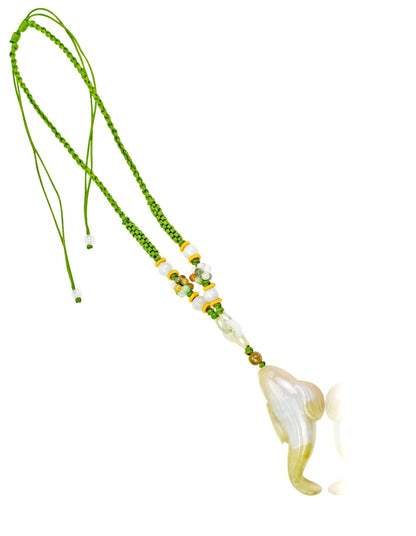 Birthday Gift Eel Fish Mens Jade Stone Necklace Freshwater Eel for Perseverance and Inner Strength