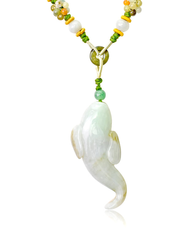 Eel Fish Mens Jade Stone Necklace Freshwater Eel for Perseverance and Inner Strength Birthday Gift