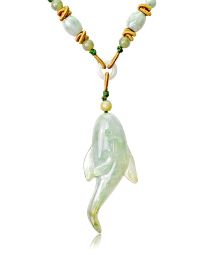 Handcrafted Eel Fish Mens Jade Stone Necklace Freshwater Eel for Perseverance and Inner Strength Birthday Gift