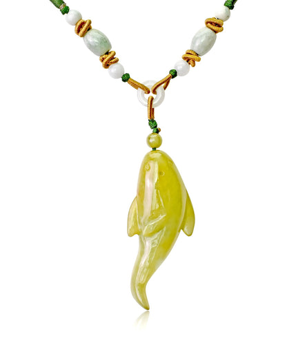 Handmade Eel Fish Mens Jade Stone Necklace Freshwater Eel for Perseverance and Inner Strength Birthday Gift