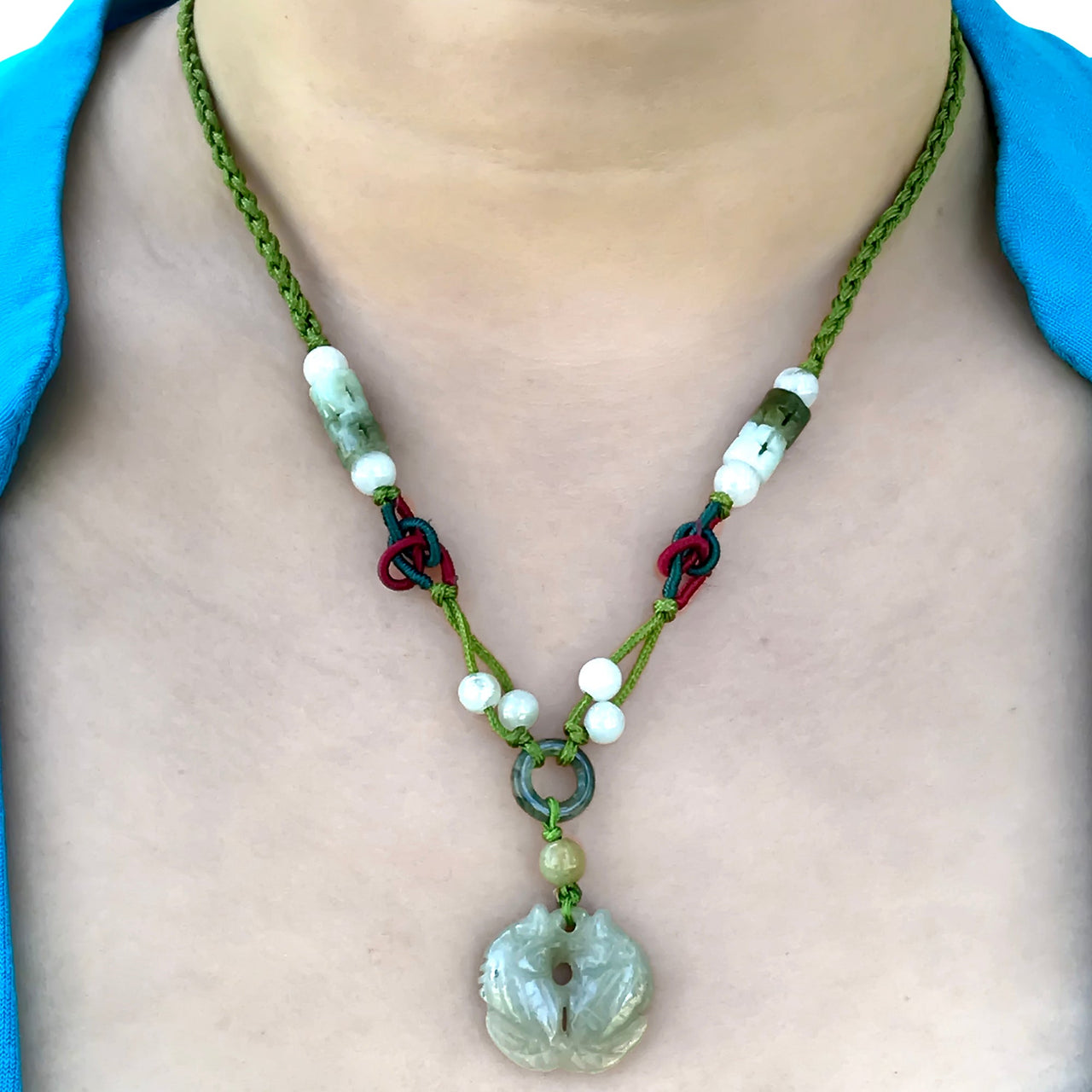 Double Fish Miniature Jade Pendant Necklace for Wealth AttractionNecklacesSerenity Jade