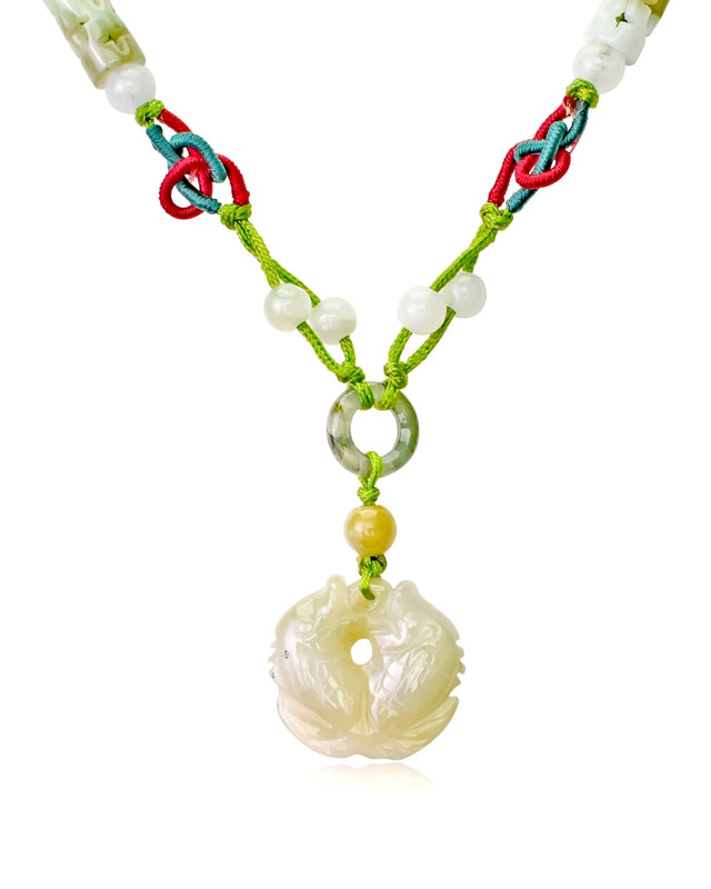 Double Fish Miniature Jade Pendant Necklace for Wealth AttractionNecklacesSerenity Jade