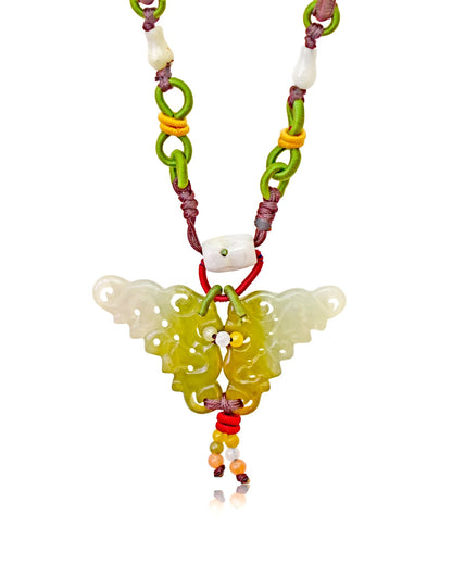 Yellow Jade Butterfly Medallion Pendant For Women Custom Medallion Necklace For Joyful Anniversary Gift