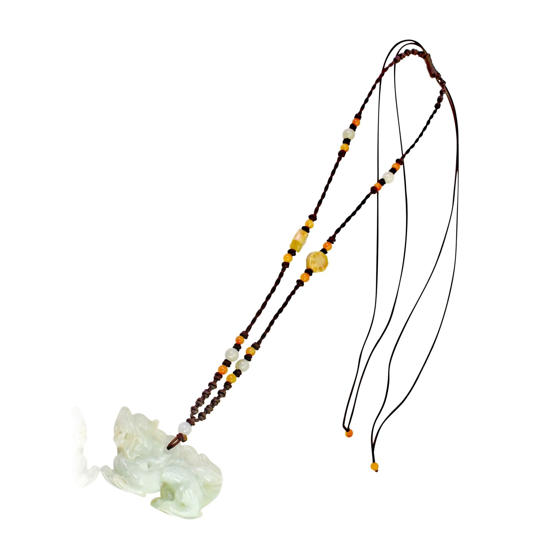 Dragon Jade Pendant Necklace with Beads - Symbol of Fire, Passion, and StrengthNecklacesSerenity Jade