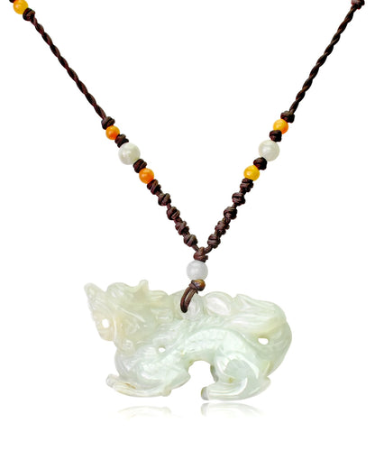 Dragon Jade Pendant Necklace with Beads - Symbol of Fire, Passion, and StrengthNecklacesSerenity Jade