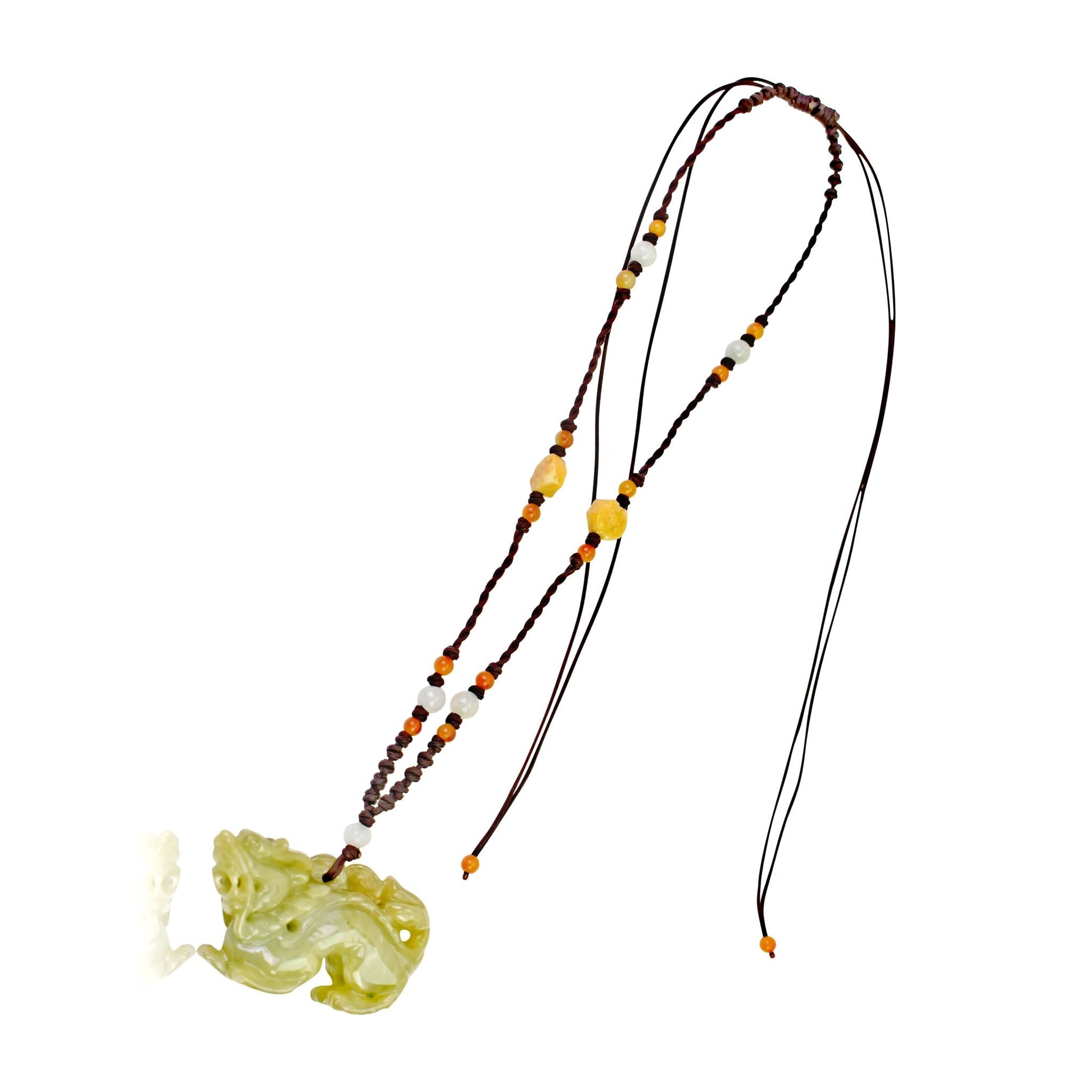 Dragon Jade Pendant Necklace with Beads - Symbol of Fire, Passion, and StrengthNecklacesSerenity Jade