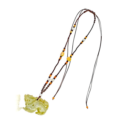 Dragon Jade Pendant Necklace with Beads - Symbol of Fire, Passion, and StrengthNecklacesSerenity Jade