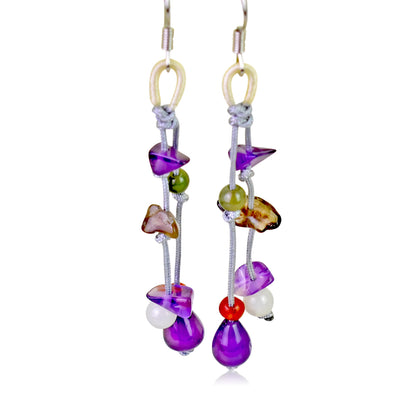 Amethyst Crystal Earrings Featuring Amethyst Gemstone Beads for Her Earring Purple Stone for Love, and Lasting Happiness