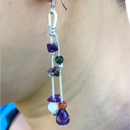 Women Amethyst Crystal Earrings Featuring Amethyst Gemstone Beads for Her Earring Purple Stone for Love and Lasting Happiness