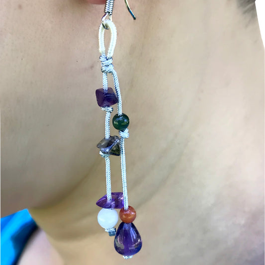 Women Amethyst Crystal Earrings Featuring Amethyst Gemstone Beads for Her Earring Purple Stone for Love and Lasting Happiness