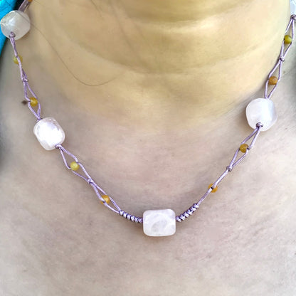 Women Pink Gemstone Necklace Rose Quartz A Natural Stone Bead Necklace Birthday Gift Love And Connection