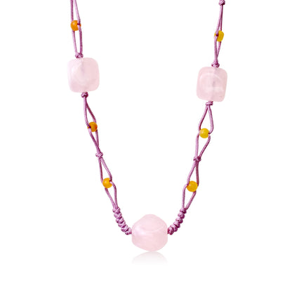 Pink Gemstone Necklace Rose Quartz A Natural Stone Bead Necklace Birthday Gift Love And Connection