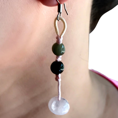 Beaded Earrings Pink Rose Quartz Beads Women Earrings With Calming Energy and Love Mother's Day Gift
