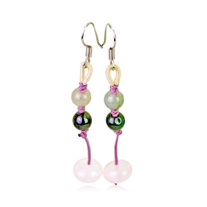 Beaded Earrings Pink Rose Quartz Beads Women Earrings With Calming Energy and Love Anniversary Gift