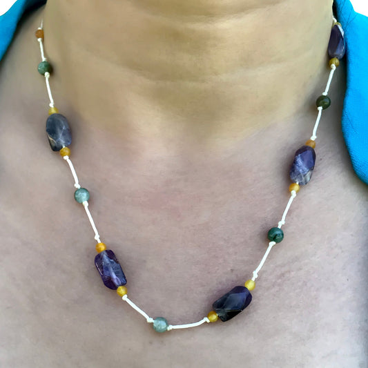 Women Amethyst Gemstone Necklace For Her Necklace With Amethyst Bead Necklace Gentle Anniversary Gift