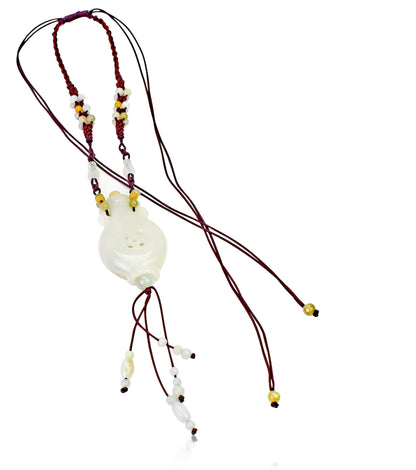 Large White Vase a Personalized Vase Genuine Jade Necklace for Purity and Clarity Mother’s Day or Father's Day Gift