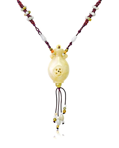 Men Large White Vase a Personalized Vase Genuine Jade Necklace for Purity and Clarity Father’s Day Gift