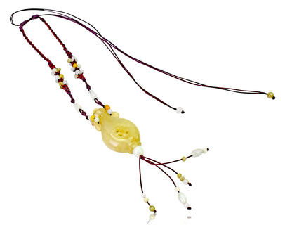Handcrafted Large White Vase a Personalized Vase Genuine Jade Necklace for Purity and Clarity Mother’s Day Gift