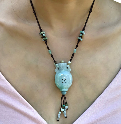 Women Large White Vase a Personalized Vase Genuine Jade Necklace for Purity and Clarity Mother’s Day Gift