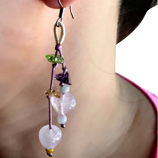 Trending Earrings Rose Quartz a Beaded Earrings Handmade For Her Gemstone Earrings Drop Attracting Love and Joy