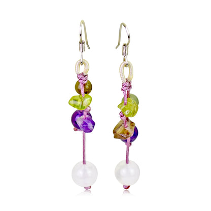 Earrings Rose Quartz a Beaded Earrings Handmade Gemstone Earrings Drop Birthday Gift for Joyfulness