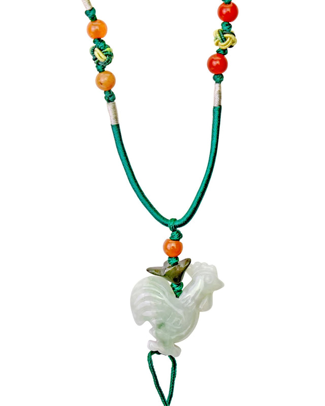 Elevate your style with our exquisite Handmade Rooster Chinese Zodiac Jade PendantNecklacesSerenity Jade