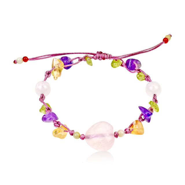 Elevate Your Style with the Radiant Rose Quartz Heart Gemstone BraceletBraceletsSerenity Jade