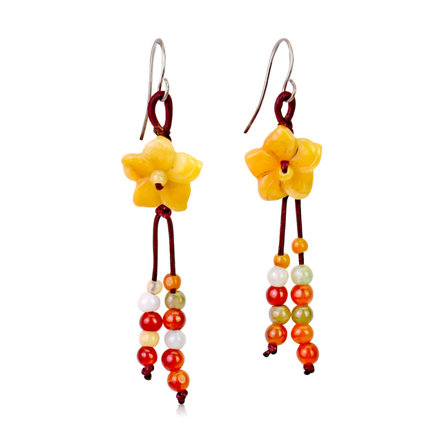 Handmade Star Flower Yellow a Star Flower for Her Yellow Flower Earrings Romantic Anniversary Gift