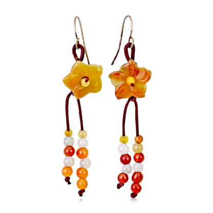 Star Flower Yellow a Star Flower for Her Yellow Flower Earrings Romantic Anniversary Gift