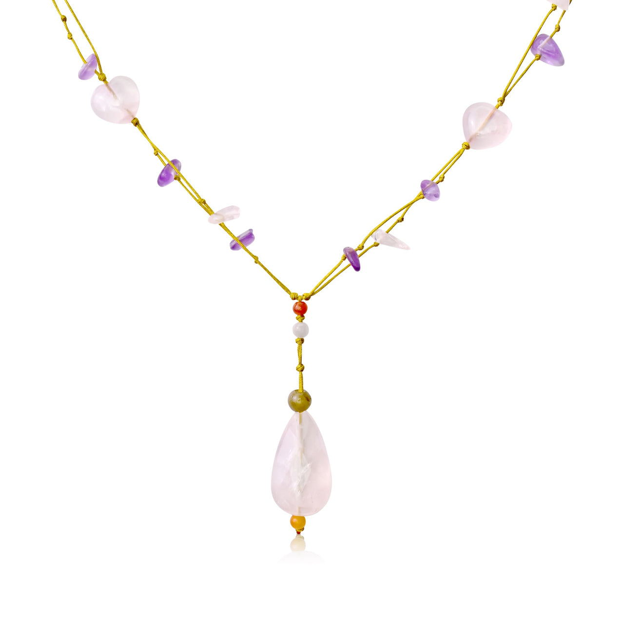 Embrace Elegance with the Diamond - Shaped Rose Quartz Gemstone NecklaceNecklacesSerenity Jade