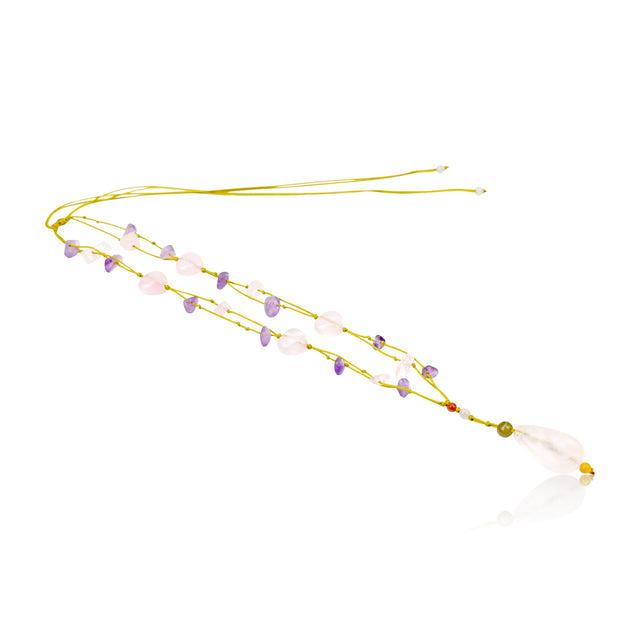 Embrace Elegance with the Diamond - Shaped Rose Quartz Gemstone NecklaceNecklacesSerenity Jade