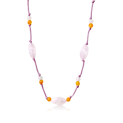 Rose Quartz Necklace A Rose Quartz Necklace Beads For Her Pink Stone Necklace Romance Birthday Gift