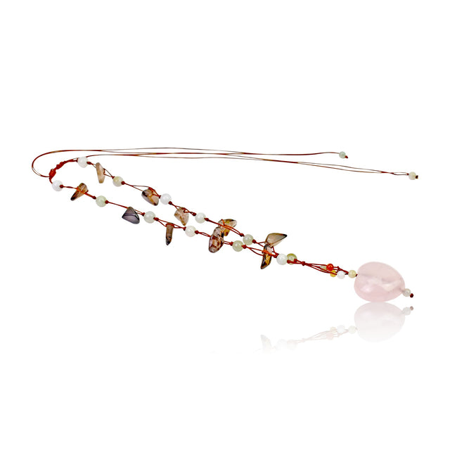 Embrace Love and Elegance with the Rose Quartz Heart Gemstone NecklaceNecklacesSerenity Jade