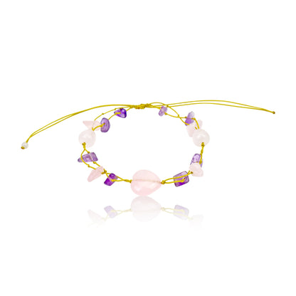 Amethyst Rose Quartz Bracelet A Healing Stone Bracelet for Women January Birthstone Bracelet for Everlasting Love