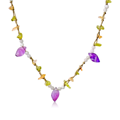Peridot And Amethyst Necklace Amethyst Gem Necklace a February Birthstone Jewelry Birthday Gift
