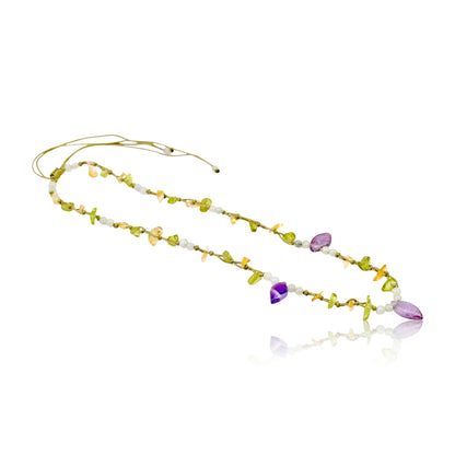 Peridot And Amethyst Necklace Amethyst Gem Necklace For Her February Birthstone Jewelry Birthday Gift For Abundance
