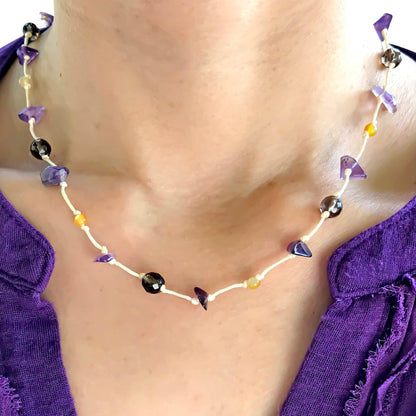 Women Black Onyx Bead with Amethyst Necklace Beads for Her Onyx Jewllery  Attracting Harmony, Intuition, and Positive Energy