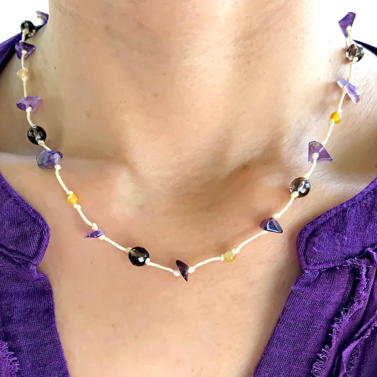 Women Black Onyx Bead with Amethyst Necklace Beads for Her Onyx Jewllery  Attracting Harmony, Intuition, and Positive Energy