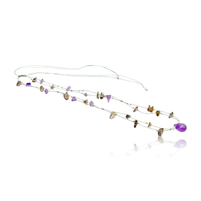 Onyx Black Necklace with Amethyst Pendant For Women’s Amethyst Necklace Elegant Amethyst Gem Necklace For Mother's Day Gift