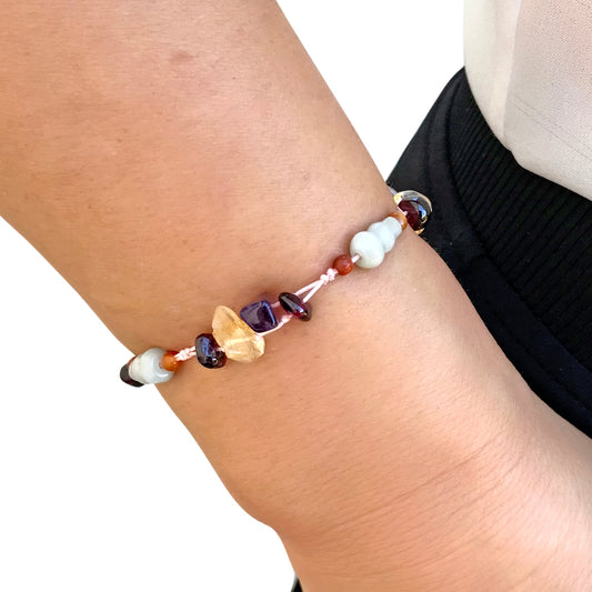 Women Green Jade Vase with Amethyst Citrine a Multi Colored Semi Precious Stone Bracelet for Harmony and Happiness