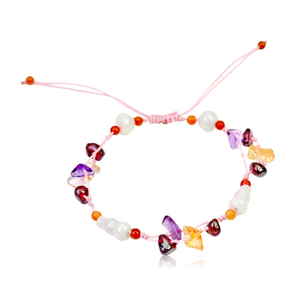 Green Jade Vase with Amethyst Citrine a Multi Colored Semi Precious Stone Bracelet for Harmony, Protection, and Happiness